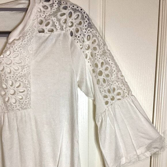 Style & Co. Women's White Boho Blouse Top Size PS 3/4 Bell Sleeves - Picture 2 of 6